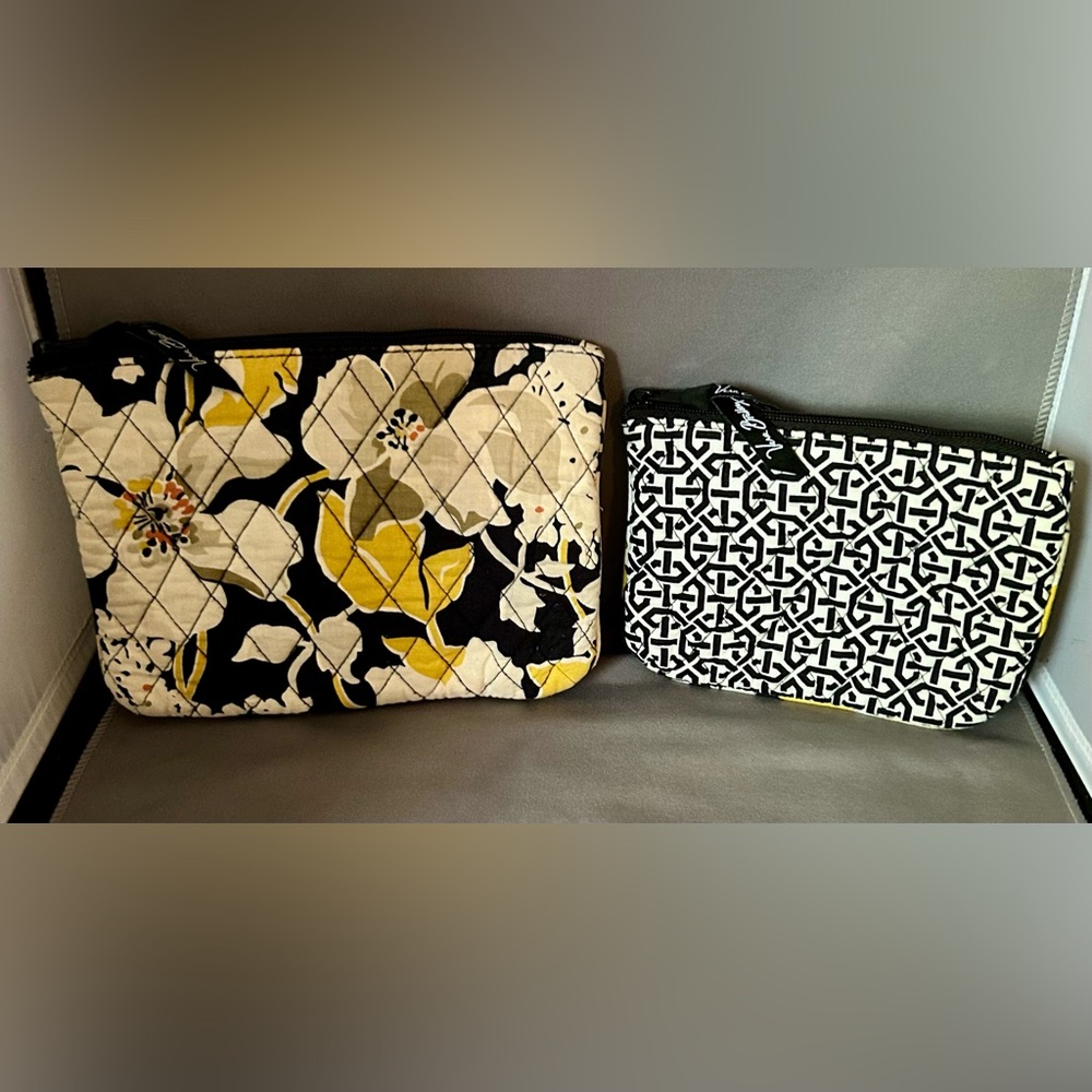 VERA BRADLEY Black Yellow Floral Zip Makeup Bags